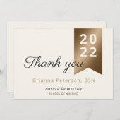 Graduate Gold Ivory Imitate Foil Flat Danke Karte (Vorne/Hinten)