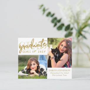 Graduate Gold Script Elegant Grad 2 Foto Postkarte