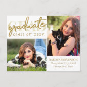 Graduate Gold Script | Elegant Grad 2 Foto Postkarte (Vorderseite)