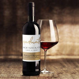 Graduate Gold Script | Elegant Grad Keepake Party Weinetikett