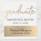 Graduate Gold Script | Elegant Grad Keepake Party Weinetikett (Einzelnes Label)