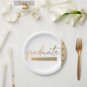 Graduate Gold Script   Eleganter handgeschriebener Pappteller