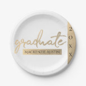 Graduate Gold Script | Eleganter handgeschriebener Pappteller (Vorderseite)