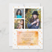 Graduate Gold Script Foliage Foto Collage Einladung (Rückseite)