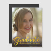 Graduate Gold Script Foto Class 2022 Abschluss Magnetkarte (Vorne/Hinten)