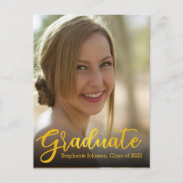 Graduate Gold Script Foto Class 2022 Abschluss Postkarte