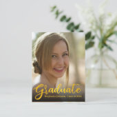 Graduate Gold Script Foto Class 2022 Abschluss Postkarte (Stehend Vorderseite)