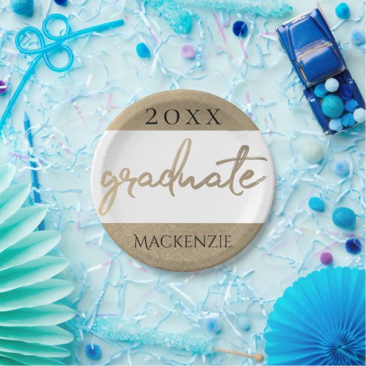 Graduate Gold Script | Klassischer Brush mit dem J Pappteller (Party)