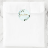 Graduate Gold Teal Floral Graduation Party Runder Aufkleber (Tasche)