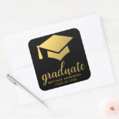 Graduate Gold und Black Quadratischer Aufkleber (Umschlag)
