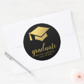 Graduate Gold und Black Runder Aufkleber (Umschlag)