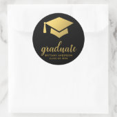 Graduate Gold und Black Runder Aufkleber (Tasche)