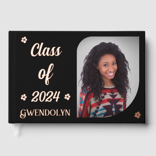 Graduate Grad Foto Abschluss Gold Gästebuch (Vorderseite)