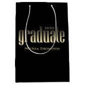 Graduate Grad Gold Abschluss Script Black Mittlere Geschenktüte (Vorderseite)