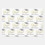 Graduate Grad Gold Abschluss Script Cap Geschenkpapier Set (Vorderseite)