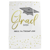 Graduate Grad Gold Abschluss Script Cap Mittlere Geschenktüte (Rückseite)