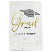Graduate Grad Gold Abschluss Script Cap Mittlere Geschenktüte (Vorderseite)