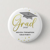 Graduate Grad Gold Abschluss Script Party Button (Vorderseite)