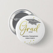 Graduate Grad Gold Abschluss Script Party Button (Vorne & Hinten)