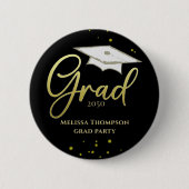 Graduate Grad Gold Abschluss Script Party Button (Vorderseite)