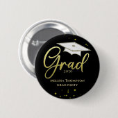 Graduate Grad Gold Abschluss Script Party Button (Vorne & Hinten)