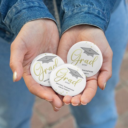 Graduate Grad Gold Abschluss Script Party Button