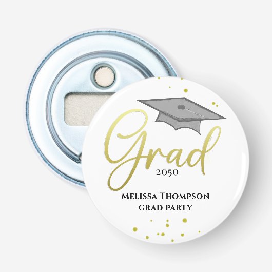 Graduate Grad Gold Abschluss Script Party Flaschenöffner (Vorderseite)