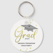 Graduate Grad Gold Abschluss Script Party Schlüsselanhänger (Vorderseite)