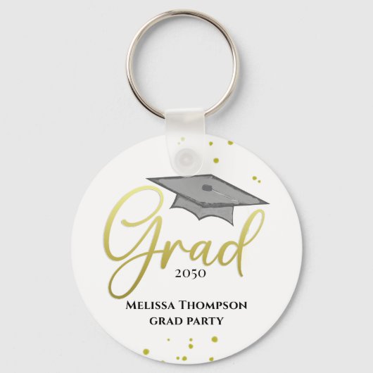 Graduate Grad Gold Abschluss Script Party Schlüsselanhänger (Rückseite)