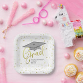 Graduate Grad Gold Calligrafy Graduation Cap Pappteller (Party)