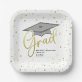 Graduate Grad Gold Calligrafy Graduation Cap Pappteller (Vorderseite)