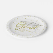 Graduate Grad Gold Calligrafy Graduation Cap Pappteller (Schrägansicht)
