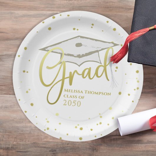 Graduate Grad Gold Calligrafy Graduation Cap Pappteller