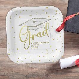Graduate Grad Gold Calligrafy Graduation Cap Pappteller