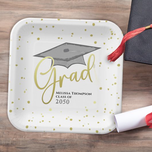 Graduate Grad Gold Calligrafy Graduation Cap Pappteller