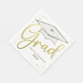 Graduate Grad Gold Calligrafy Graduation Cap Serviette (Ecke)