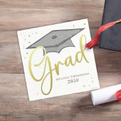 Graduate Grad Gold Calligrafy Graduation Cap Serviette