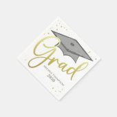 Graduate Grad Gold Calligrafy Graduation Cap Serviette (Ecke)