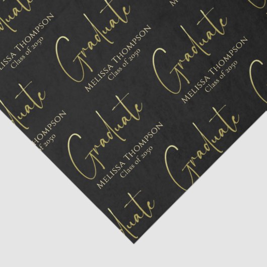 Graduate Grad Gold Calligraphy Moderne Skripte Seidenpapier (Detail)