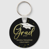 Graduate Grad Gold Graduation Script Party Schlüsselanhänger (Vorderseite)