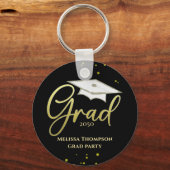 Graduate Grad Gold Graduation Script Party Schlüsselanhänger (Vorderseite)