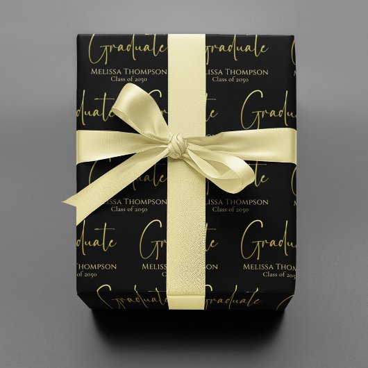 Graduate Grad Gold Kalligrafie Script modern Geschenkpapier