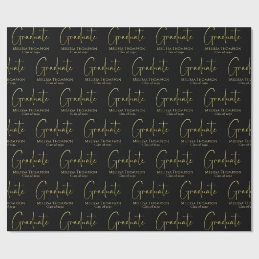 Graduate Grad Gold Kalligrafie Script modern Geschenkpapier (Flach)