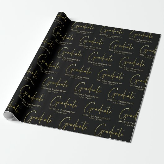 Graduate Grad Gold Kalligrafie Script modern Geschenkpapier (Ungerollt)