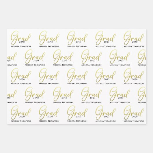 Graduate Grad Gold Kalligrafie Script modern Geschenkpapier Set (Vorderseite)