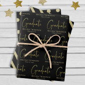 Graduate Grad Gold Kalligrafie Script modern Geschenkpapier Set