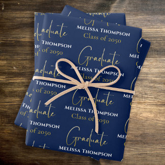 Graduate Grad Gold Kalligrafie Script modern Geschenkpapier Set