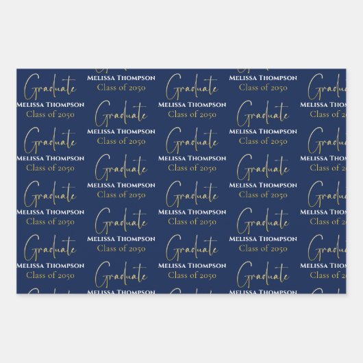 Graduate Grad Gold Kalligrafie Script modern Geschenkpapier Set (Vorderseite)