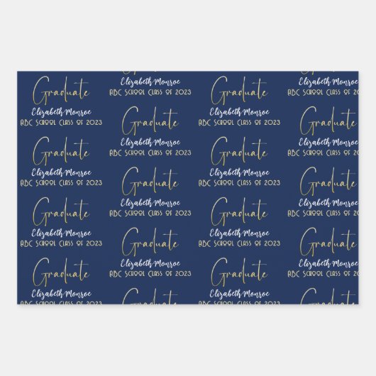 Graduate Grad Gold Kalligrafie Script modern Geschenkpapier Set (Vorderseite 3)