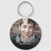 Graduate Grad Typografy Abschluss Foto Simple Schlüsselanhänger (Vorderseite)